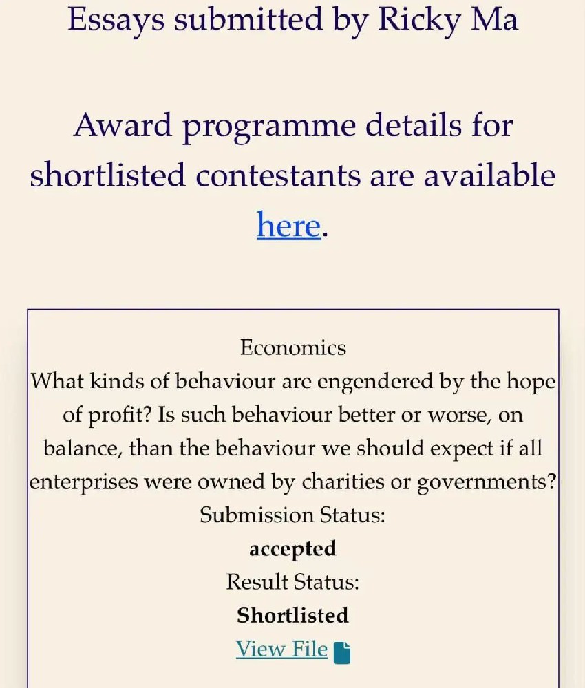 John Locke Shortlisted